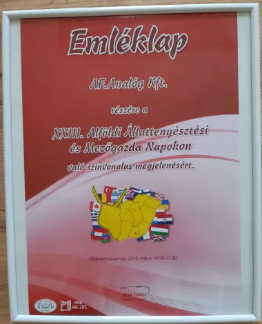 Emléklap- kiállítói Alföldi Gazdanapok